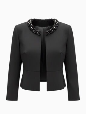 Petite Black Beaded Collar Blazer – Size 6P – New Condition